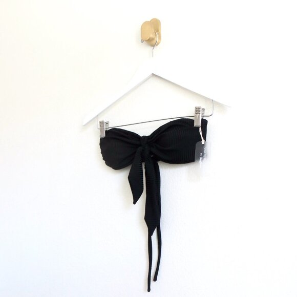 NEW! Kenny Flowers THE Mykonos Soft Eco Luxe Ribbed Bandeau Bikini Top Black S L - Picture 3 of 6
